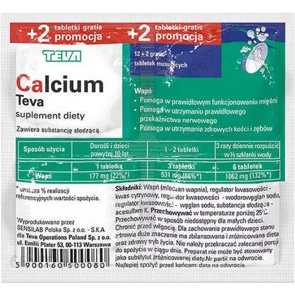 calcium teva 12 2 pliva otc Calcium Teva is a dietary supplement containing calcium in the form of lactate.