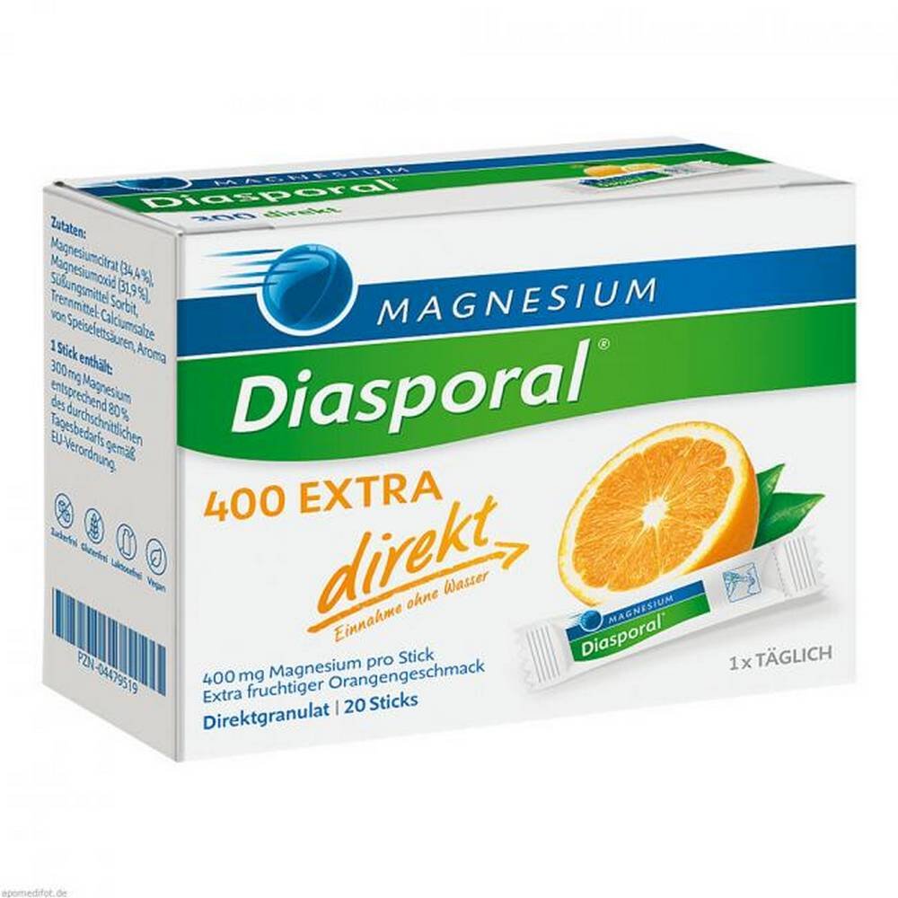 magnesium diasporal 400 extra direkt granulat 20 st El magnesio contribuye a la función muscular nor.